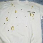 Nwt Vintage long sleeve big city knit pullover sweater number embellished cotton Gold Size L Photo 5