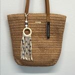 Catherine Malandrino  Natural Woven Tote with Brown Handles Photo 0