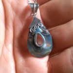 Abalone Sterling Silver Pendant Stainless Steel Necklace Photo 7