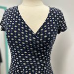 Kaileigh Azaria Navy Faux Wrap Geometric Print Dress Photo 3