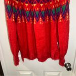 Time & Tru  Red Festive Fuzzy Knit Pullover Sweater L Photo 8