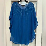 BCBGMAXAZRIA  Y2K Blue Metal Embellishments Kimono Swim Cover Up Blouse Size O/S Photo 11