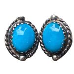 Southwestern Sterling Silver Natural Sleeping Beauty Turquoise Stud Earrings Blue Photo 1