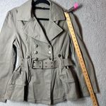 Last Kiss Jacket Womens Juniors Large Khaki Green Button Up Belted Jacket NEW Photo 4