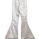 Newbury Kustom White Denim Raw Hem High Rise Wide Leg Flare Pull On Jeans Size L Photo 2