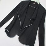J. McLaughlin Sz L Black Gray Cardigan Sweater Open Cascade Soft Knit Photo 1