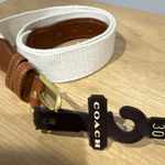 Coach Vintage Genuine Leather & Linen Belt Size 38/95 cm Style 3815 Tan Brass Photo 0