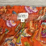 Nicole Miller Orange & Multicolor Paisley Floral Print Smocked Blouse Size M Photo 7