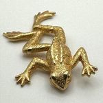 Vtg JJ Jonette Gold Tone Leaping Frog Brooch / Pin Textured Detail Retro Jewelry Photo 0