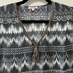 Johnny Was  Grey 100% Silk Dress with Brown Leather Trim/Tassle, Size XS (P) Photo 1