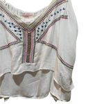 LF Native Rose Boho Tribal Embroidered Layered Blouse Tank Top White Size 10 Photo 3