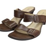 Anne Klein Vintage: ð–§· Chunky Wood Heel Mules Sandals ð–§· Brown Leather ð–§· 7.5M Photo 5