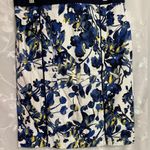 Rafaella Womens A Line Pencil Skirt White Navy Yellow Irises Sz 10 EUC Photo 1