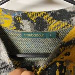Anthropologie  Troubadour | Floral Plaid Mock Neck Sweater Gray Yellow Small Photo 1