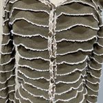 Coconut Style Women Vintage Olive Green Scalloped Ruffle Cardigan Sweater Size M Size M Photo 4