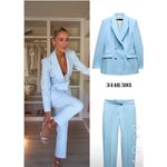 ZARA  2 Piece Set Double Breasted Shoulder Pad Blazer and Slim High Waist Pants Photo 12