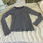 Brandy Melville Navy Blue and White Striped Longsleeve Shirt Photo 0