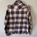 Wrangler Wrancher Flannel Pearl Snap Shirt Long Sleeve Size Small Purple Plaid Photo 3