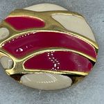 Vintage big round enamel clip back earrings Pink Photo 3
