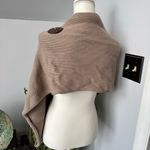 Winter Cotton Knit Shawl‎ Scarf Wrap w/ Large Buttons Taupe Tan 60”x17” Photo 3