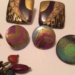 Lot Of 4 Earrings Clip On Hand Made Hand Crafted Variety Clipon Photo 5