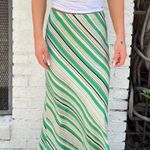 ZARA  satin Green and white striped boho midi skirt sz m Photo 2