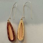 Catherine Malandrino Sparkly Gold Framed Drop Earrings Set: Cream Peach Burgundy Photo 4