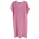Lands' End  Vibrant Pink and White striped t-shirt Midi Dress casual vacation L Photo 1