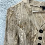 Sami & Jo  Blouse‎ S Brown Sequin Velvet Burnout Button Front Boho Retro Glam Photo 4