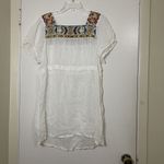 Johnny Was  Sheer white embroidered floral drawstring tunic dress size Large Photo 6