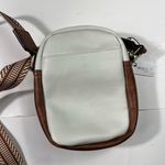 Bostanten Vegan Leather Brown Woven Pattern Wide Strap Crossbody Bag NWT Travel White Photo 3