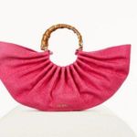 Cult Gaia ππ Banu Mini Tote Bag Raffia Half Moon ~ Qajar Rose Pink NWT Photo 5