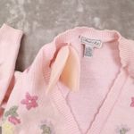 Private Party Vintage PInk Embroiderd 80s Long Sleeve Cardigan Cottagecore Women's Medium Photo 3