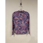 IBKUL Shirt Womens Small Blue Red White Paisley Quarter Zip Long Sleeve Golf Photo 3