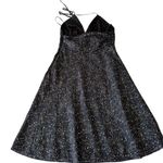 EXPRESS 100% Silk Black Gold White Speckled Empire Halter Sun Dress size 8 Photo 1