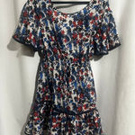 Milly  White Blue Red Floral Hibiscus Print dress Photo 0