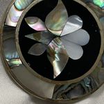 Mexico Alpaca Abalone Mother of Pearl Inlay Flower Mexican Alpaca Silver Pin Photo 6