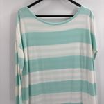 Garnet Hill  Top Women’s Aqua Blue Stripe Layered Scoop Neck Beachy Boho size xs Photo 6