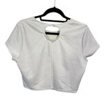 Le lis NWT Anthropologie Cream Short Sleeve Cropped Size XL Peekaboo Back Soft Photo 3