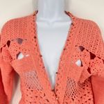 Soft Surroundings  Women's Beaded Crochet Knit Crop Cardigan‎ Pink Size Medium Photo 3