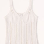 Abercrombie & Fitch  Crochet V-neck Skimming Tank Top Size Medium White Beach Photo 0