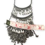 "Morana" Long Fringe Boho Western Silver Tone Necklace Piece Photo 3