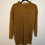 Full Circle Trends NWT  Distressed Mustard Yellow Sweater Dress Size L Photo 6