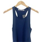 Michael Stars NWT Navy Ruched Midi Tank Dress Sz Large Racerback Cotton USA Made Photo 5