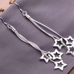 Brand New .925 Sterling Silver Star Dangle Earrings Photo 0