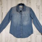 Urban Outfitters Staring At Stars  Chambray Denim Embroidered Top Women's Small Photo 0