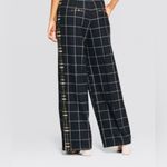 Who What Wear Windowpane Check Plaid Straight Leg Trousers Black Size 16 Photo 1