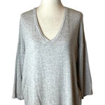 Mango ‎ MNG Solid Gray Drop Shoulder V Neck Oversized Top Size XS Photo 0
