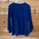 Relativity Navy suede lace up bell sleeve top Photo 4