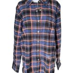 prAna - NWT Rich Sapphire Plaid Golden Canyon Flannel Button Down Sz M Photo 2